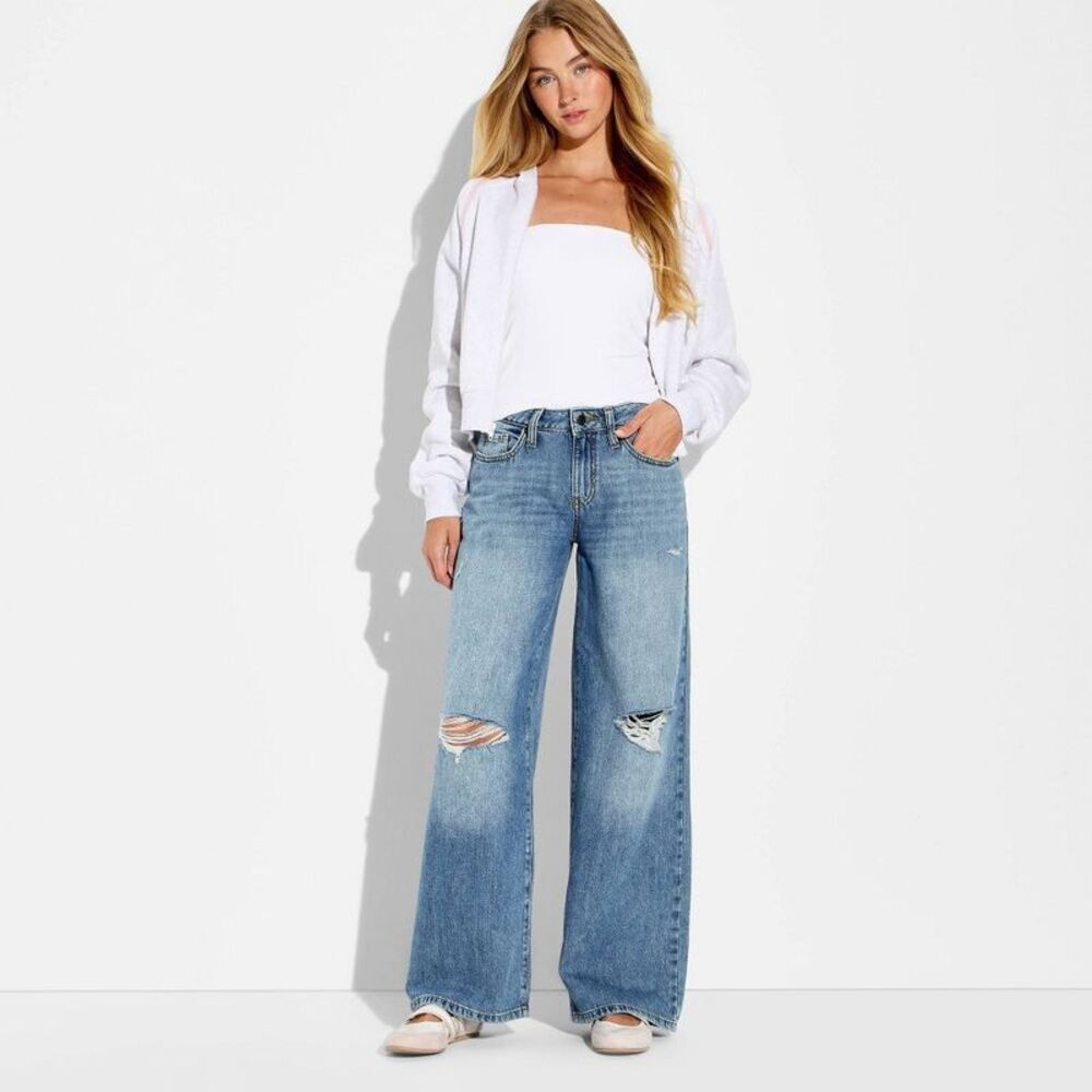 Women's Low-Rise Baggy Jeans - Wild Fable Dark Wash 6